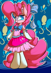 Size: 1900x2700 | Tagged: safe, artist:madacon, pinkie pie, earth pony, semi-anthro, g4, belly button, clothes, cosplay, cute, diapinkes, dress, female, mare, solo