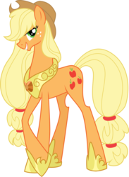Size: 6524x8930 | Tagged: safe, artist:multiversecafe, applejack, earth pony, pony, g4, absurd resolution, alternate body style, element of honesty, female, hoof shoes, older, peytral, princess shoes, simple background, slender, solo, tall, thin, transparent background, vector