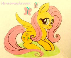 Size: 1280x1045 | Tagged: safe, artist:miniemushroomdoodles, fluttershy, g4, female, solo, traditional art