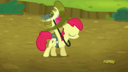 Size: 960x540 | Tagged: safe, screencap, apple bloom, bloom & gloom, g4, animated, female, loop, pest control gear, spinning, twitbuster apple bloom