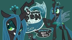 Size: 1920x1080 | Tagged: safe, artist:janswer, queen chrysalis, changeling, changeling queen, g4, best pony, crown, fangs, female, jewelry, regalia, transparent wings, wings