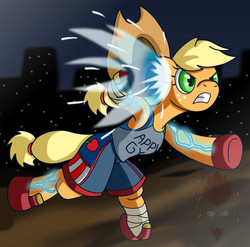 Size: 1571x1554 | Tagged: safe, artist:brother orin, applejack, g4, armpits, crossover, female, killer instinct, solo, tj combo