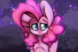 Size: 2000x1333 | Tagged: safe, artist:extradan, pinkie pie, g4, crying, disembodied thoughts, female, sad, solo