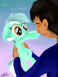 Size: 1024x1365 | Tagged: safe, artist:loreto-arts, lyra heartstrings, human, pony, g4, chest fluff, cute, filly, filly lyra, fluffy, holding a pony, humie, lyrabetes, origins, younger