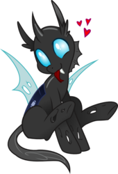 Size: 651x955 | Tagged: source needed, safe, artist:glacierclear, artist:sketchy brush, changeling, :p, cute, cuteling, heart, silly, simple background, solo, tongue out, transparent background, vector