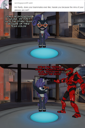 Size: 1024x1536 | Tagged: safe, artist:php74, rarity, g4, 3d, ask, crossover, gmod, rarispy, red vs blue, rvb, sarge, team fortress 2, tumblr, tumblr comic