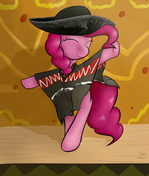 Size: 600x707 | Tagged: safe, artist:pinkiesheen, pinkie pie, g4, clothes, cute, poncho, sombrero