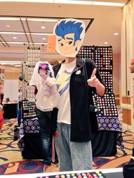 Size: 768x1024 | Tagged: safe, artist:ladyanidraws, flash sentry, twilight sparkle, human, equestria girls, g4, babscon, babscon 2015, clothes, convention, cosplay, exploitable meme, flash sentry savior of the universe, irl, irl human, meme, photo, plushie, waffling your waifus, waifu thief