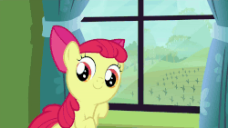 Size: 1000x563 | Tagged: safe, screencap, apple bloom, earth pony, pony, bloom & gloom, g4, season 5, adorabloom, animated, blinking, cute, female, filly, foal, gif, smiling, solo