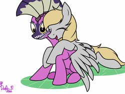 Size: 1024x768 | Tagged: safe, artist:deadcat-t, derpy hooves, pegasus, pony, g4, crossover, dazzle (dota), dota 2, face paint, female, mare, ponified, video game