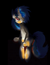 Size: 2550x3300 | Tagged: safe, artist:carameltreat, dj pon-3, vinyl scratch, g4, cigarette, female, high res, night, simple background, smoking, solo, standing