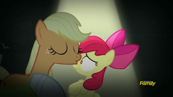 Size: 1920x1080 | Tagged: safe, screencap, apple bloom, applejack, bloom & gloom, g4, out of context