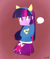 Size: 850x1000 | Tagged: safe, artist:gmrqor, twilight sparkle, equestria girls, g4, cute, female, hands behind back, no pupils, solo, speech bubble, twiabetes, twilight sparkle (alicorn), wondercolts