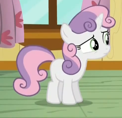 Size: 491x477 | Tagged: safe, screencap, sweetie belle, bloom & gloom, g4, female, reaction image, solo