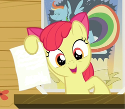 Size: 1020x884 | Tagged: safe, screencap, apple bloom, earth pony, pony, bloom & gloom, g4, my little pony: friendship is magic, exploitable meme, female, meme, rainbow dash poster, reaction image, solo