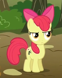 Size: 411x515 | Tagged: safe, screencap, apple bloom, bloom & gloom, g4, female, reaction image, solo