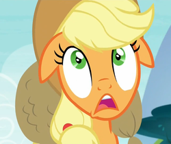 Size: 1283x1077 | Tagged: safe, screencap, applejack, bloom & gloom, g4, female, reaction image, solo