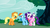 Size: 1366x768 | Tagged: safe, screencap, applejack, opalescence, rainbow dash, rarity, g4, my little pony: friendship is magic, suited for success, smiling