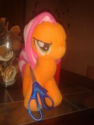 Size: 720x960 | Tagged: artist needed, safe, babs seed, bloom and gloom, g4, irl, photo, plushie, scissors
