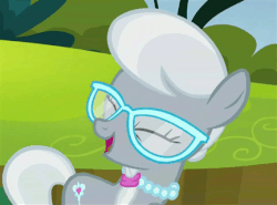 Size: 432x320 | Tagged: safe, screencap, silver spoon, earth pony, pony, bloom & gloom, g4, animated, eyes closed, female, open mouth, smiling, solo, talking