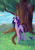 Size: 3500x4960 | Tagged: safe, artist:dalagar, twilight sparkle, classical unicorn, pony, unicorn, g4, female, grass, horn, leonine tail, mare, painting, solo, tree