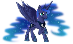 Size: 7531x4555 | Tagged: safe, artist:duskie-06, princess luna, g4, absurd resolution, crying, female, raised hoof, simple background, solo, spread wings, transparent background