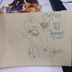 Size: 640x640 | Tagged: safe, artist:andypriceart, princess luna, g4, coffee, female, solo, traditional art
