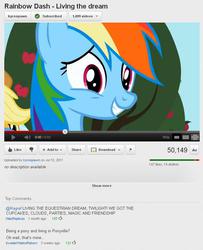 Size: 665x820 | Tagged: safe, screencap, rainbow dash, g4, the ticket master, kyrospawn, text, youtube, youtube comments