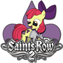 Size: 512x512 | Tagged: safe, apple bloom, g4, blackletter, clothes, crossover, icon, jacket, saints row, simple background, sunglasses, transparent background, video game