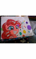 Size: 707x1131 | Tagged: safe, artist:mandorkastrocutie, pinkie pie, g4, balloon, photo, smiling, traditional art