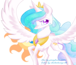 Size: 2755x2362 | Tagged: safe, artist:chichicherry123, artist:gianghanz, princess celestia, pony, g4, female, high res, mare, simple background, solo, spread wings, transparent background