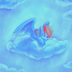 Size: 1000x1000 | Tagged: safe, rainbow dash, g4, cloud, cloudy, female, sleeping, solo