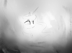 Size: 1280x942 | Tagged: safe, artist:darkflame75, princess luna, lunadoodle, g4, female, monochrome, solo