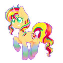 Size: 1000x1000 | Tagged: safe, artist:pastelrubies, sunset shimmer, pony, unicorn, g4, female, rainbow power, rainbow power-ified, simple background, solo, transparent background