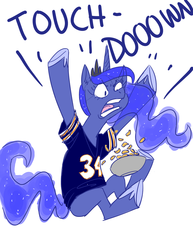 Size: 765x990 | Tagged: safe, artist:thiefofcookies, princess luna, g4, american football, chicago bears, chips, clothes, female, jersey, nfl, solo