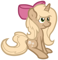 Size: 1280x1324 | Tagged: safe, artist:furrgroup, oc, oc only, oc:custard cream, pony, unicorn, bow, hair bow, scrunchy face, simple background, solo, white background