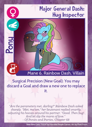 Size: 788x1088 | Tagged: safe, artist:pixel-prism, rainbow dash, twilight sparkle's secret shipfic folder, g3, g4, clothes, female, military uniform, pony card, scarf, solo, sunglasses