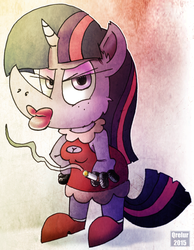 Size: 991x1280 | Tagged: safe, artist:qluvic, twilight sparkle, anthro, g4, cigarette, female, smoking, solo