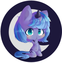 Size: 1170x1185 | Tagged: safe, artist:puffleduck, princess luna, anthro, g4, blushing, chibi, female, s1 luna, solo