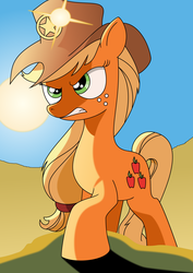 Size: 2000x2829 | Tagged: dead source, safe, artist:midnight-st4r, idw, applejack, g4, spoiler:comic, spoiler:comic25, female, gritted teeth, high res, sheriff, solo, vector