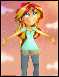Size: 1831x2379 | Tagged: safe, artist:vixelzf, sunset shimmer, equestria girls, g4, my little pony equestria girls: rainbow rocks, my past is not today, clothes, cute, dress, female, leggings, praise the sunset, sexy, shimmerbetes, solo, sunset phoenix