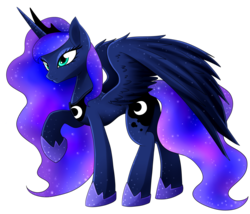 Size: 2845x2436 | Tagged: safe, artist:scarlet-spectrum, princess luna, g4, concave belly, eyeshadow, female, frown, high res, raised hoof, simple background, slender, solo, sparkles, spread wings, thin, transparent background