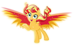 Size: 4792x3000 | Tagged: safe, artist:theshadowstone, sunset shimmer, phoenix, pony, g4, my past is not today, female, simple background, solo, sparkles, sunset phoenix, transparent background, wings
