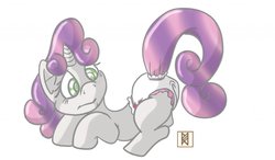 Size: 1280x747 | Tagged: safe, artist:ruckforderungreich, sweetie belle, g4, diaper, female, non-baby in diaper, solo