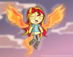 Size: 2145x1677 | Tagged: safe, artist:prettyxthexartist, sunset shimmer, equestria girls, g4, my little pony equestria girls: rainbow rocks, my past is not today, female, powerpuffified, solo, sunset phoenix, the powerpuff girls