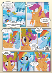 Size: 1024x1448 | Tagged: safe, artist:radiantrealm, rainbow dash, scootaloo, g4, blank flank, comic, older, show accurate