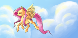 Size: 1280x630 | Tagged: safe, artist:thiefofcookies, fluttershy, g4, female, flying, solo