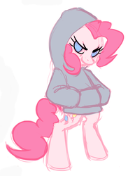 Size: 540x736 | Tagged: safe, artist:thiefofcookies, pinkie pie, pony, g4, bipedal, clothes, female, hoodie, solo