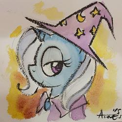 Size: 640x640 | Tagged: safe, artist:agnesgarbowska, trixie, pony, unicorn, g4, female, mare, profile, solo, traditional art