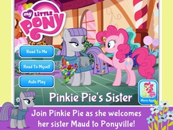 Size: 500x375 | Tagged: safe, playdate digital, apple bloom, maud pie, pinkie pie, g4, my little pony: pinkie pie's sister, my little pony logo, rock candy necklace